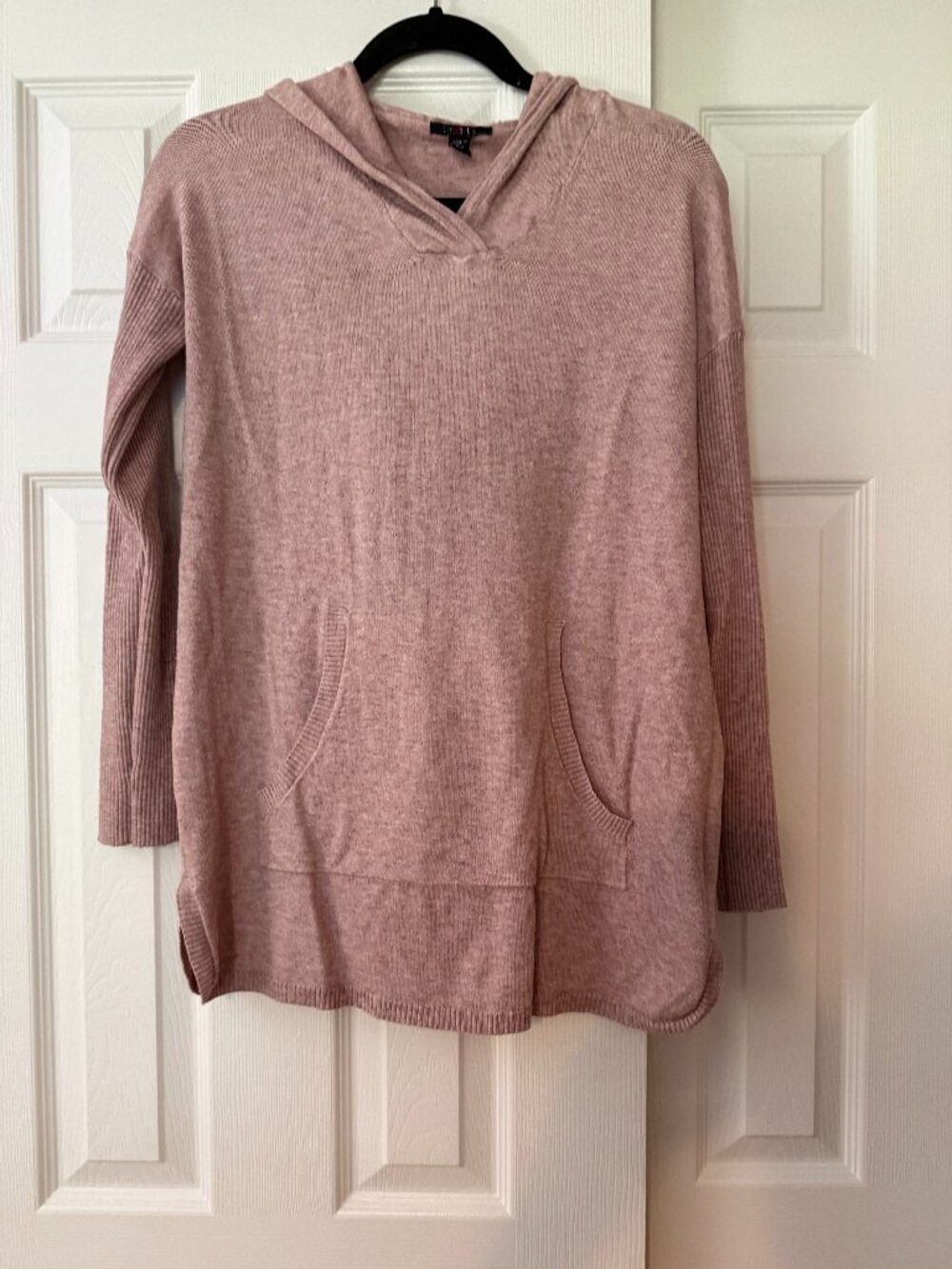 Cyrus Dusty Rose Hooded Tunic Sweater S Kangaroo Pocket